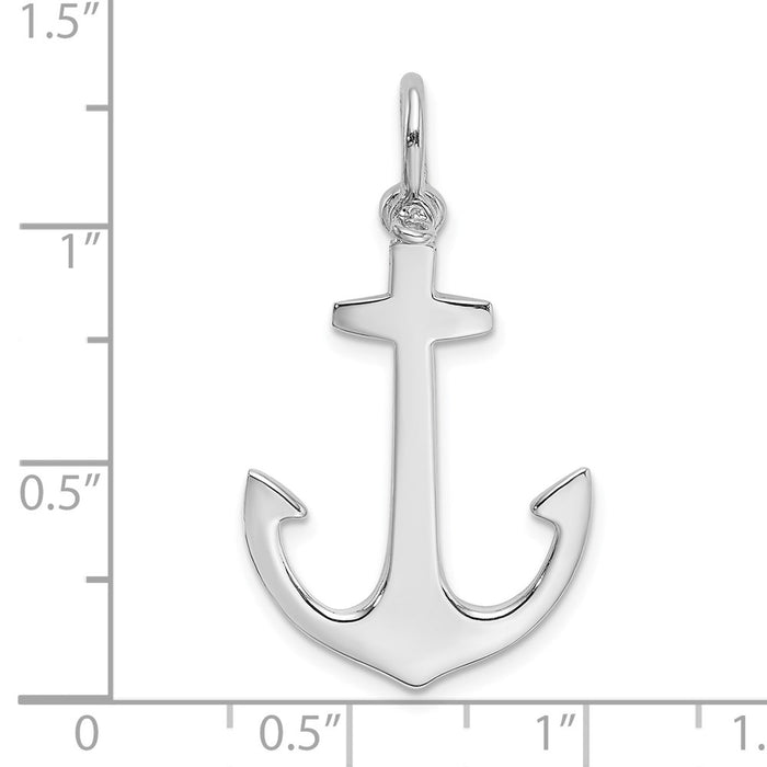 Million Charms 14K White Gold Themed Polished 3-D Nautical Anchor Charm