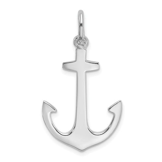 Million Charms 14K White Gold Themed Polished 3-D Nautical Anchor Charm