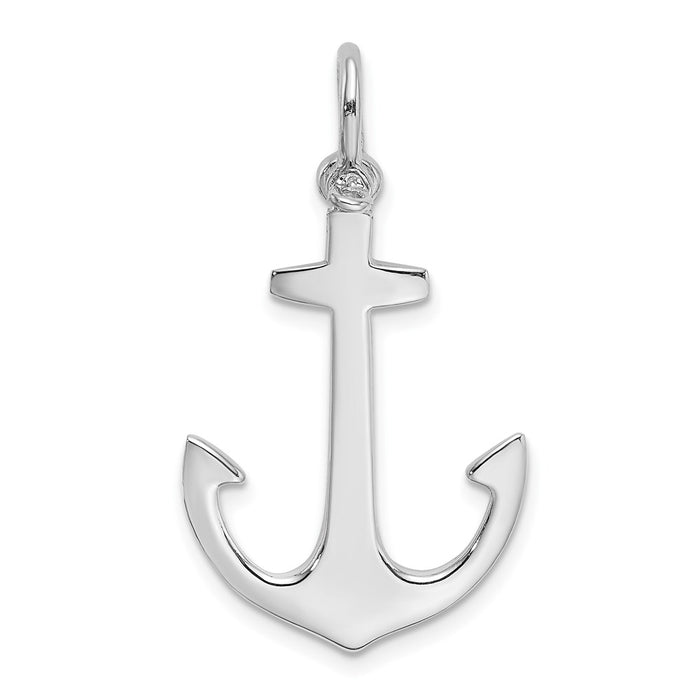 Million Charms 14K White Gold Themed Polished 3-D Nautical Anchor Charm