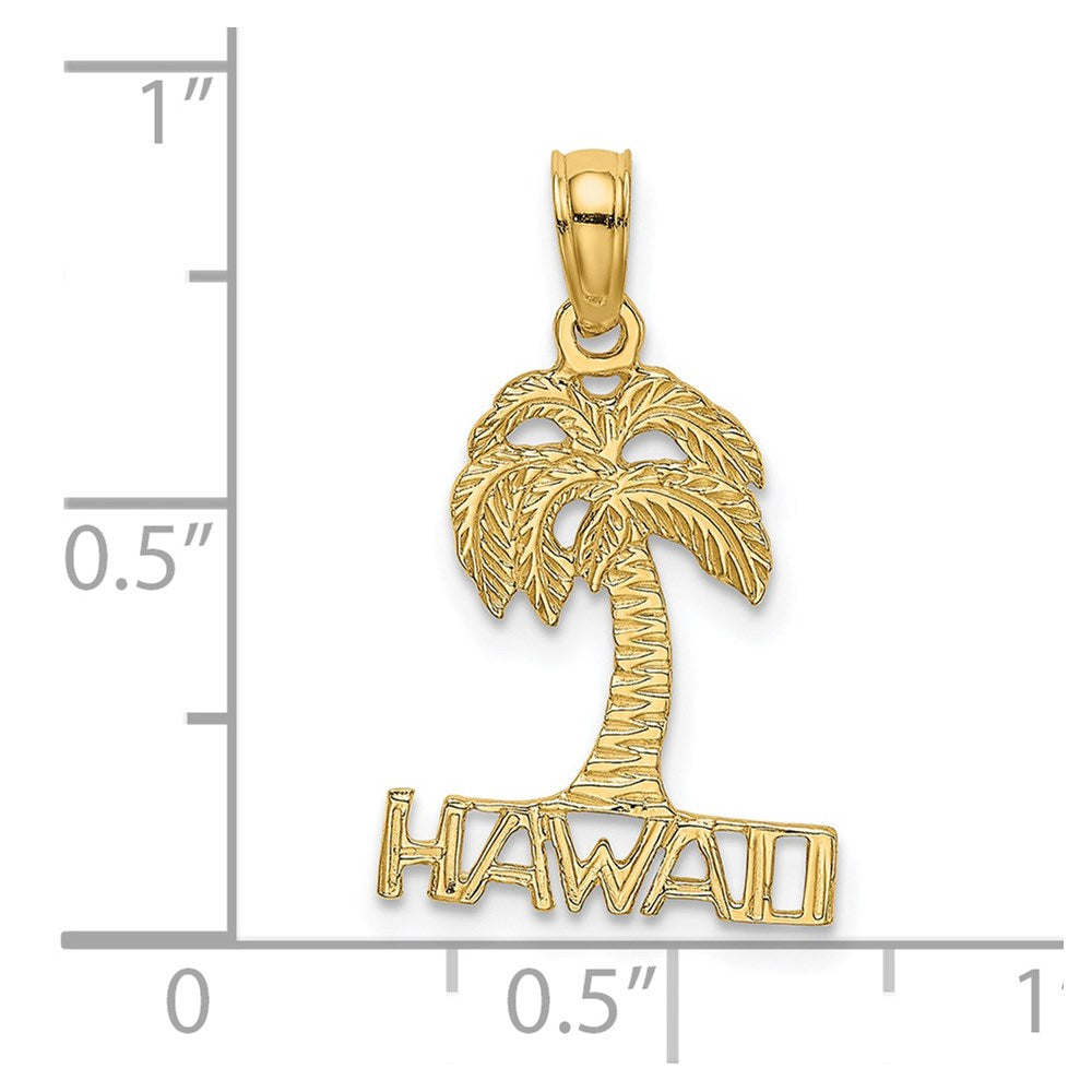 Million Charms 14K Yellow Gold Themed Hawaii Under Palm Tree Charm