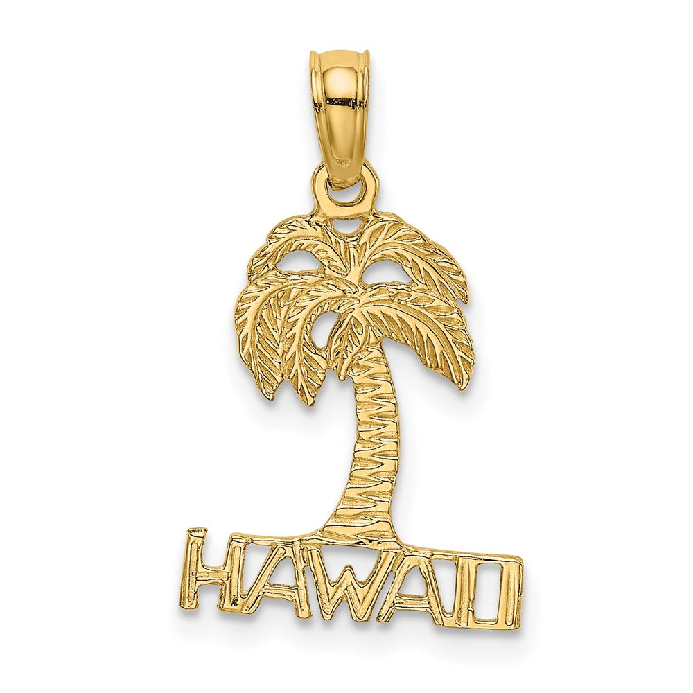 Million Charms 14K Yellow Gold Themed Hawaii Under Palm Tree Charm