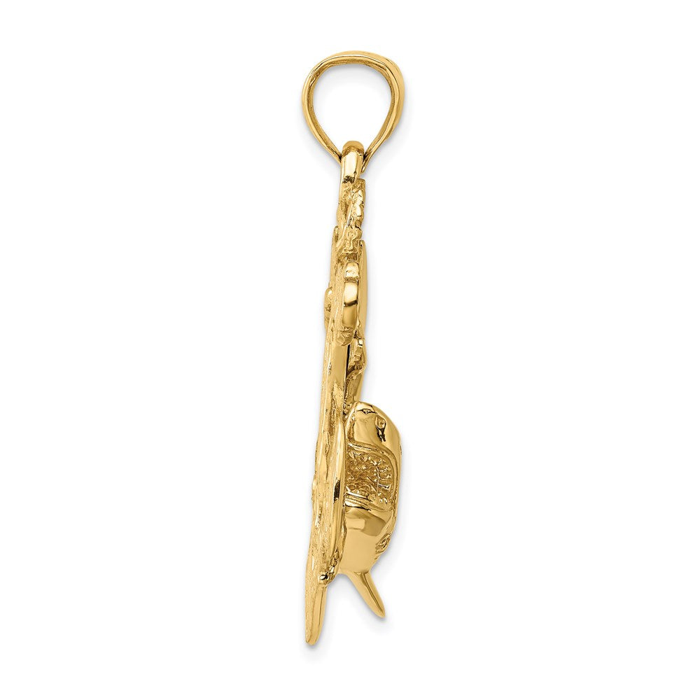 Million Charms 14K Yellow Gold Themed 2-D Nautical Anchor With Shark Charm