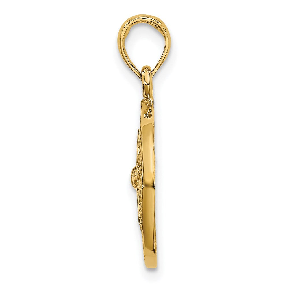Million Charms 14K Yellow Gold Themed 2-D & Cut-Out Sand Dollar Charm