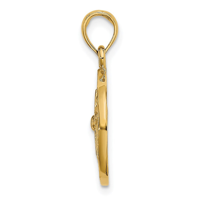 Million Charms 14K Yellow Gold Themed 2-D & Cut-Out Sand Dollar Charm