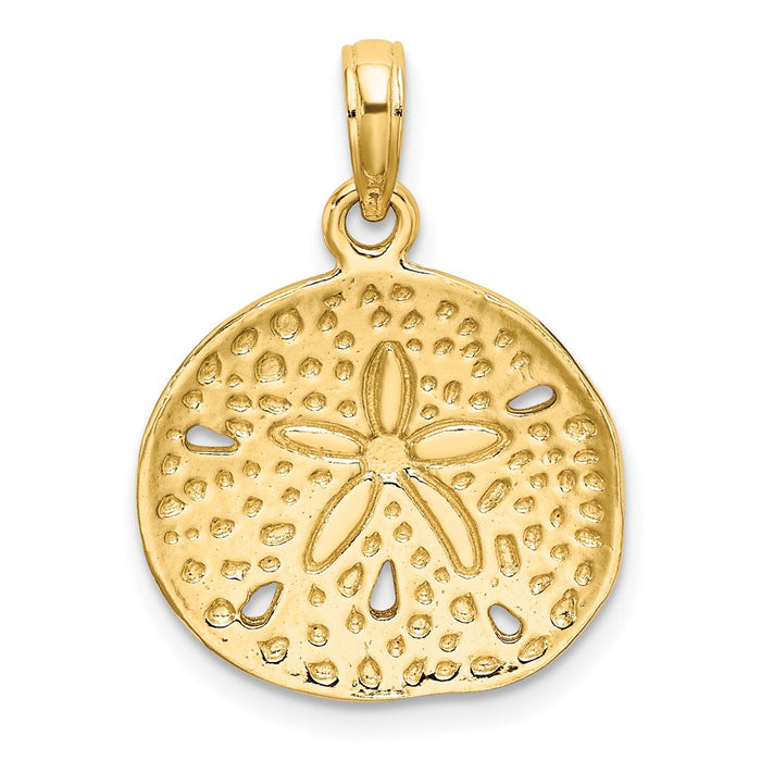Million Charms 14K Yellow Gold Themed 2-D & Cut-Out Sand Dollar Charm