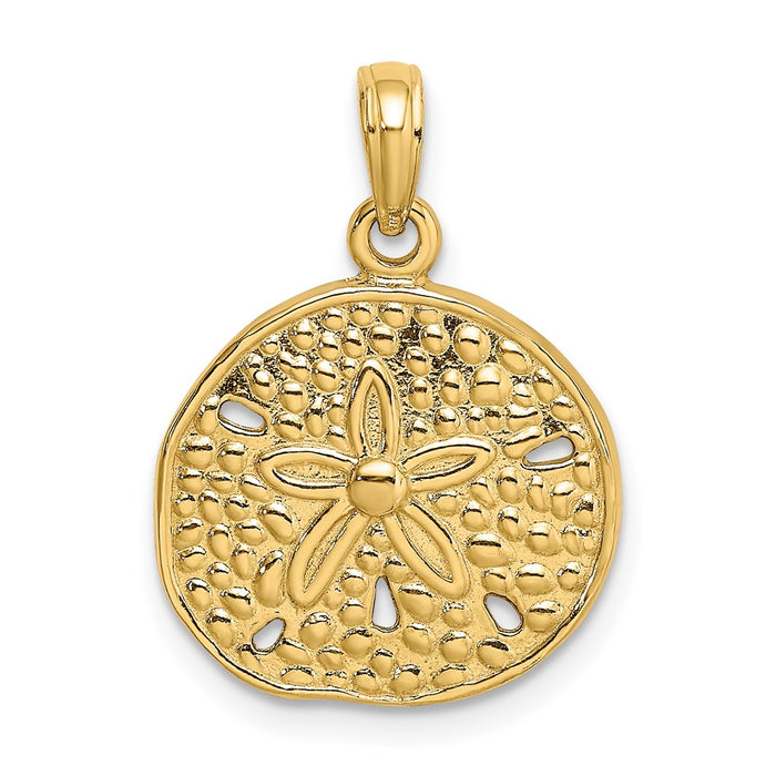 Million Charms 14K Yellow Gold Themed 2-D & Cut-Out Sand Dollar Charm