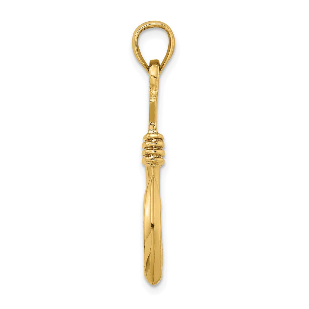 Million Charms 14K Yellow Gold Themed 3-D Large Fish Hook With Rope Charm