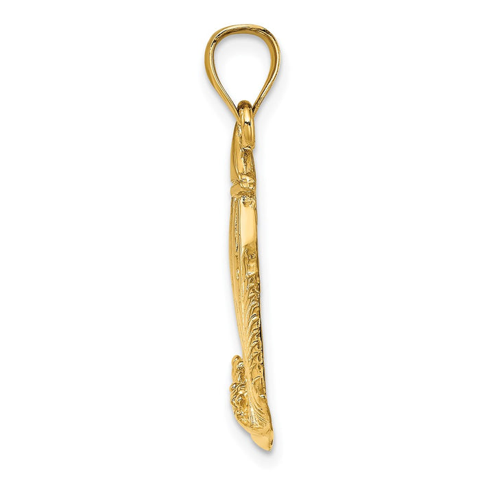 Million Charms 14K Yellow Gold Themed Textured & Polished Nautical Sailboat With People Charm