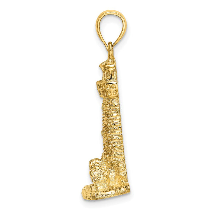 Million Charms 14K Yellow Gold Themed 2-D Assateague Island Lighthouse, Va Charm