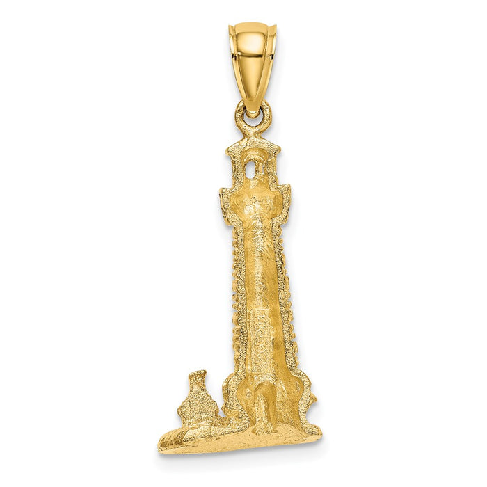 Million Charms 14K Yellow Gold Themed 2-D Assateague Island Lighthouse, Va Charm