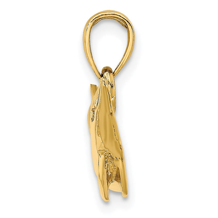 Million Charms 14K Yellow Gold Themed 2-D Polished Dolphin Charm