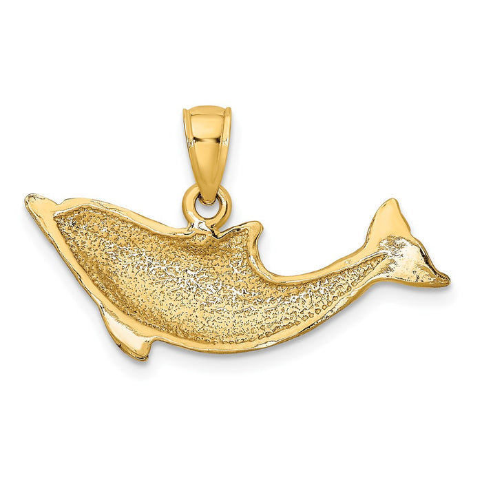 Million Charms 14K Yellow Gold Themed 2-D Polished Dolphin Charm