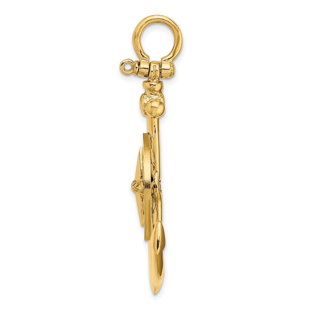 Million Charms 14K Yellow Gold Themed Large Nautical Anchor With Nautical Compass Charm