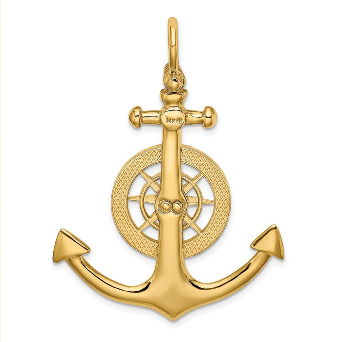 Million Charms 14K Yellow Gold Themed Large Nautical Anchor With Nautical Compass Charm
