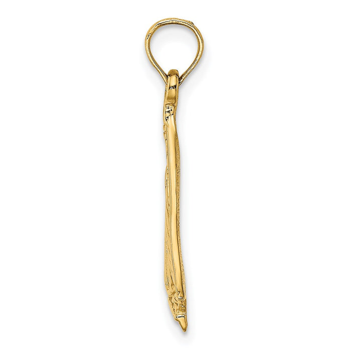 Million Charms 14K Yellow Gold Themed Polished & Textured Nautical Sailboat Charm
