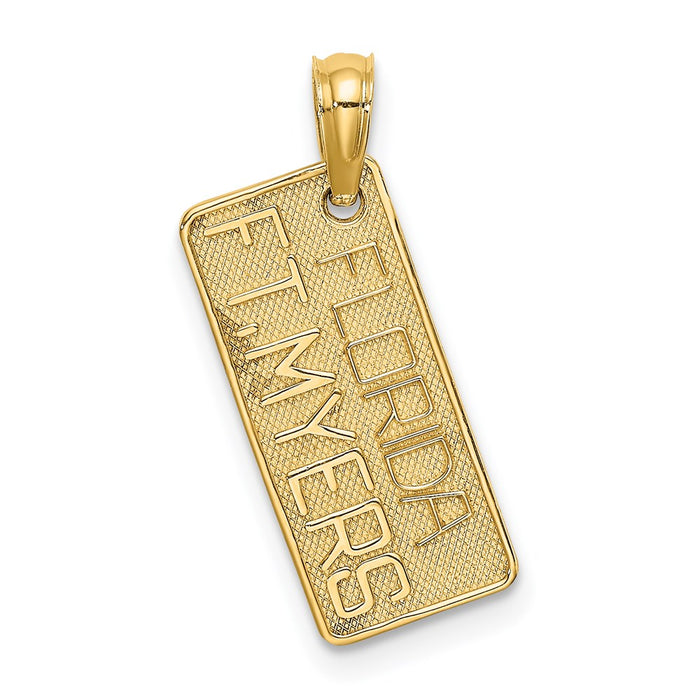 Million Charms 14K Yellow Gold Themed Textured Small Florida Ft. Myers License Plate Charm