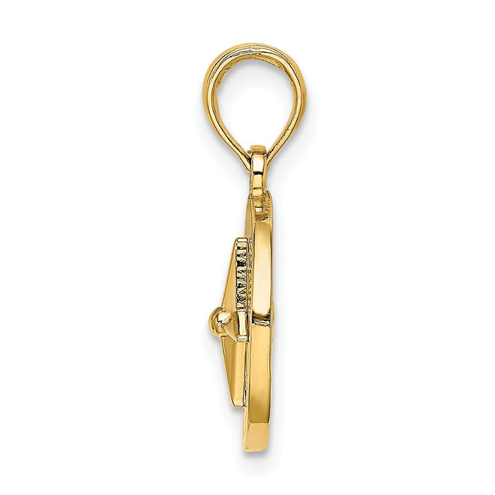 Million Charms 14K Yellow Gold Themed Mini Nautical Compass Charm