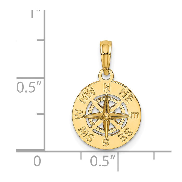 Million Charms 14K Yellow Gold Themed Mini Nautical Compass Charm