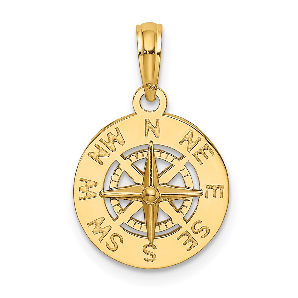 Million Charms 14K Yellow Gold Themed Mini Nautical Compass Charm