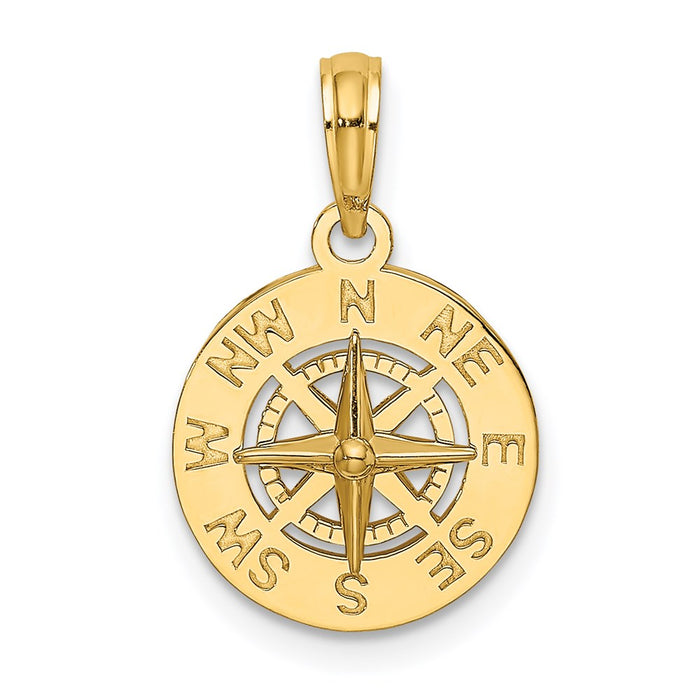 Million Charms 14K Yellow Gold Themed Mini Nautical Compass Charm