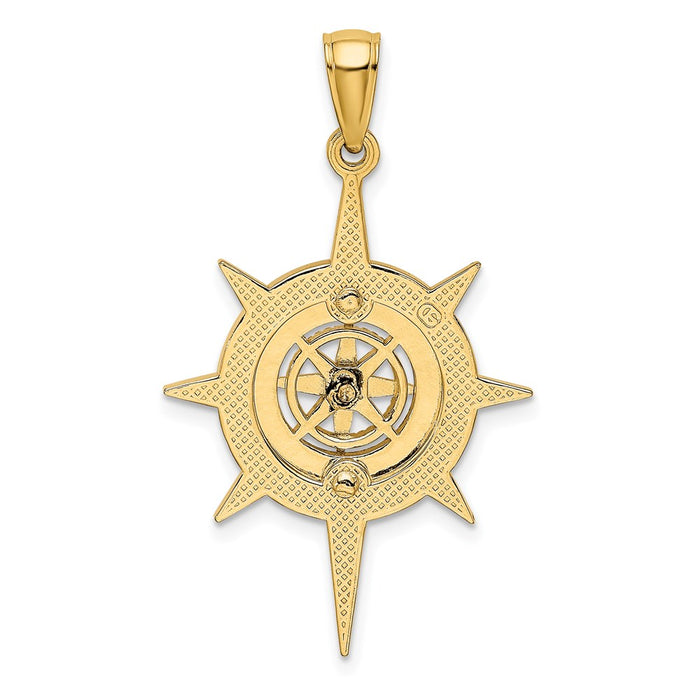 Million Charms 14K Yellow Gold Themed Star Frame With Nautical Compass Center Charm