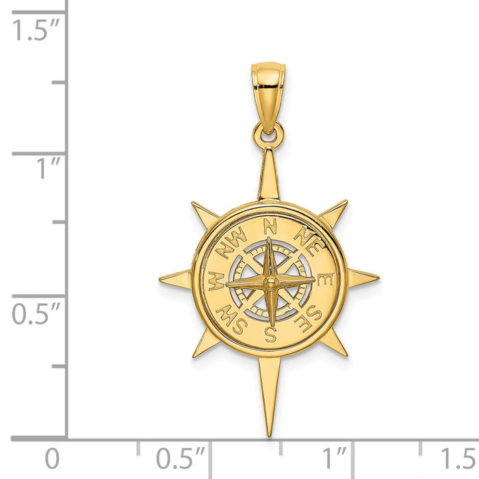 Million Charms 14K Yellow Gold Themed Star Frame With Nautical Compass Center Charm