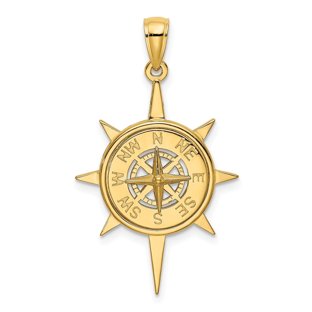 Million Charms 14K Yellow Gold Themed Star Frame With Nautical Compass Center Charm