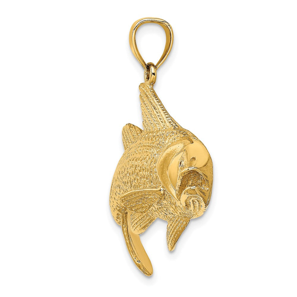 Million Charms 14K Yellow Gold Themed 2-D Textured Red Fish Charm