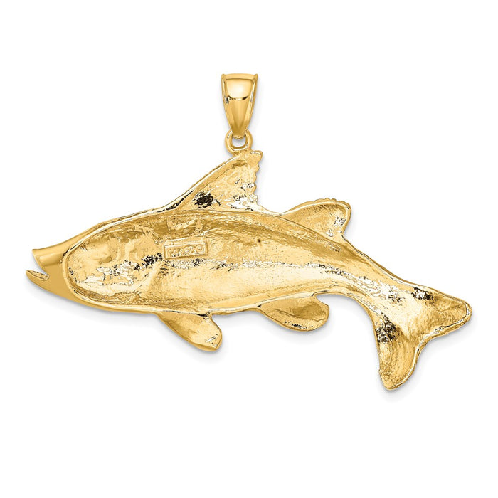 Million Charms 14K Yellow Gold Themed 2-D Textured Red Fish Charm