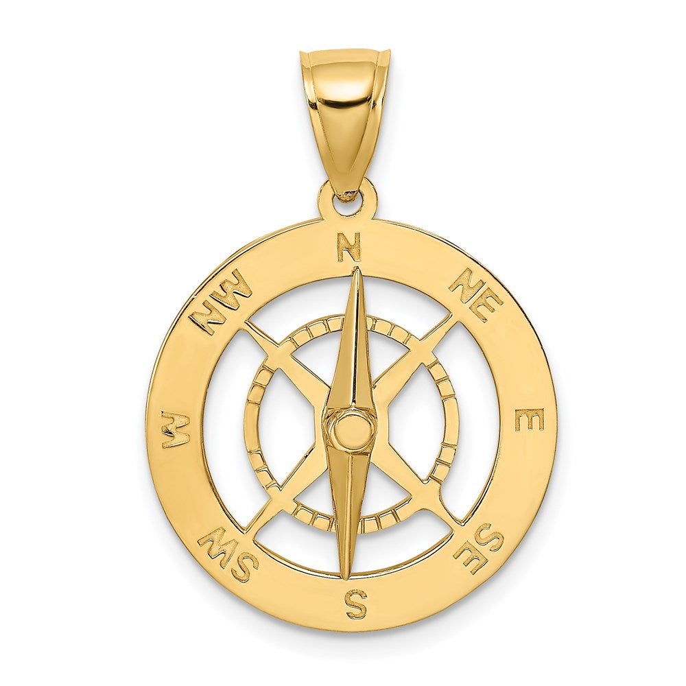 Million Charms 14K Yellow Gold Themed Nautical Compass With Moveable Needle Charm