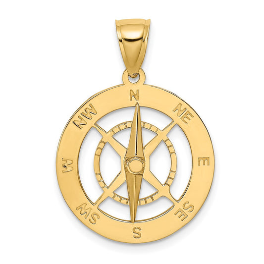 Million Charms 14K Yellow Gold Themed Nautical Compass With Moveable Needle Charm