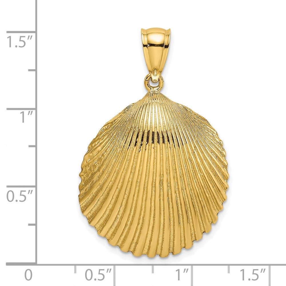 Million Charms 14K Yellow Gold Themed 2-D Textured Scallop Shell Charm
