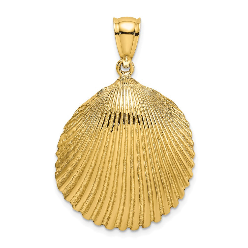 Million Charms 14K Yellow Gold Themed 2-D Textured Scallop Shell Charm