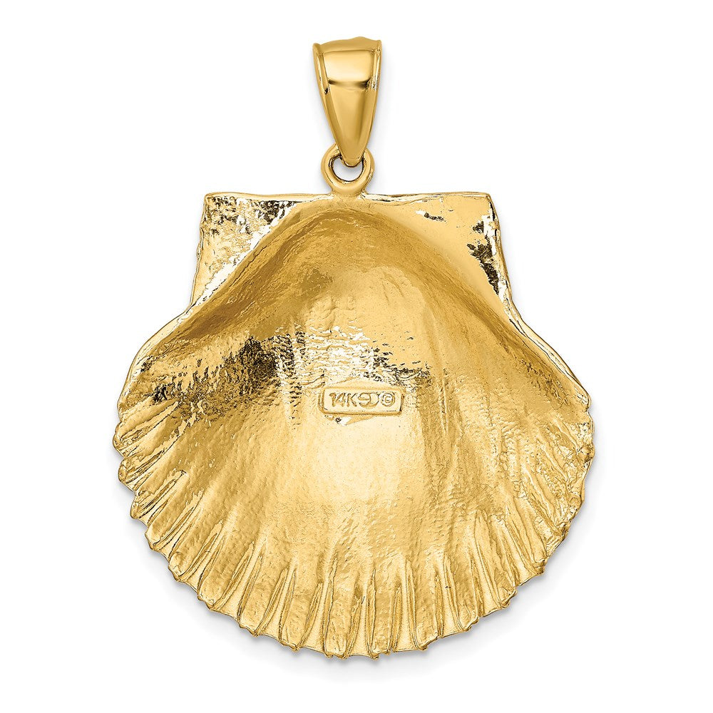 Million Charms 14K Yellow Gold Themed 3-D Textured Scallop Shell Charm