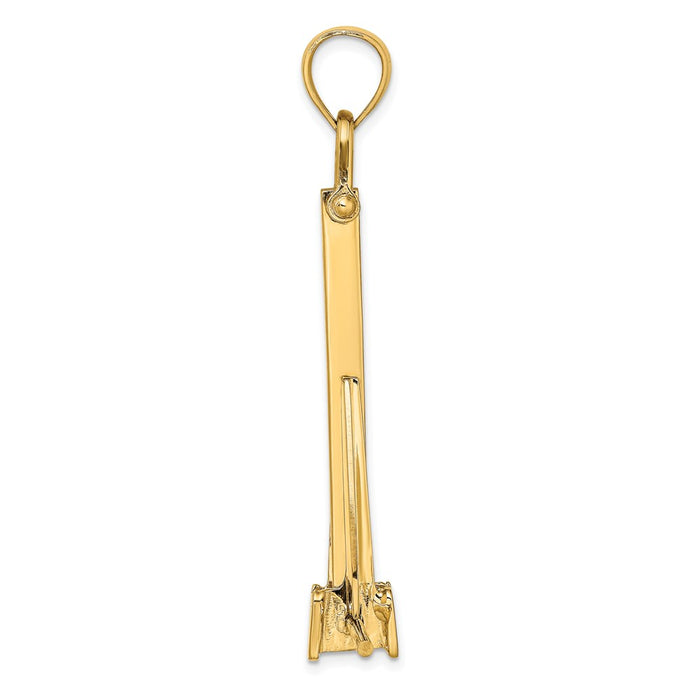 Million Charms 14K Yellow Gold Themed 3-D Moveable Danforth Nautical Anchor Charm