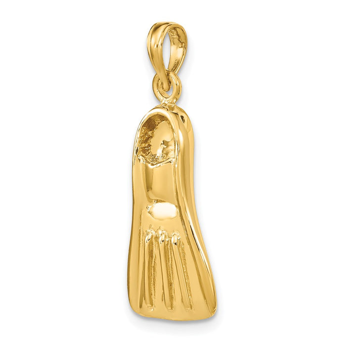 Million Charms 14K Yellow Gold Themed 3-D Scuba Flipper Charm