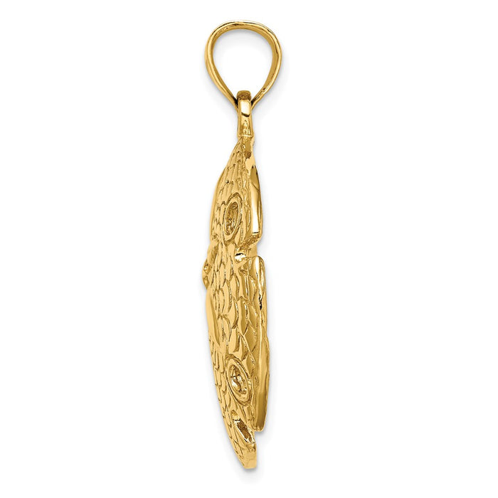 Million Charms 14K Yellow Gold Themed 2-D Polished & Textured Large Sand Dallar Charm