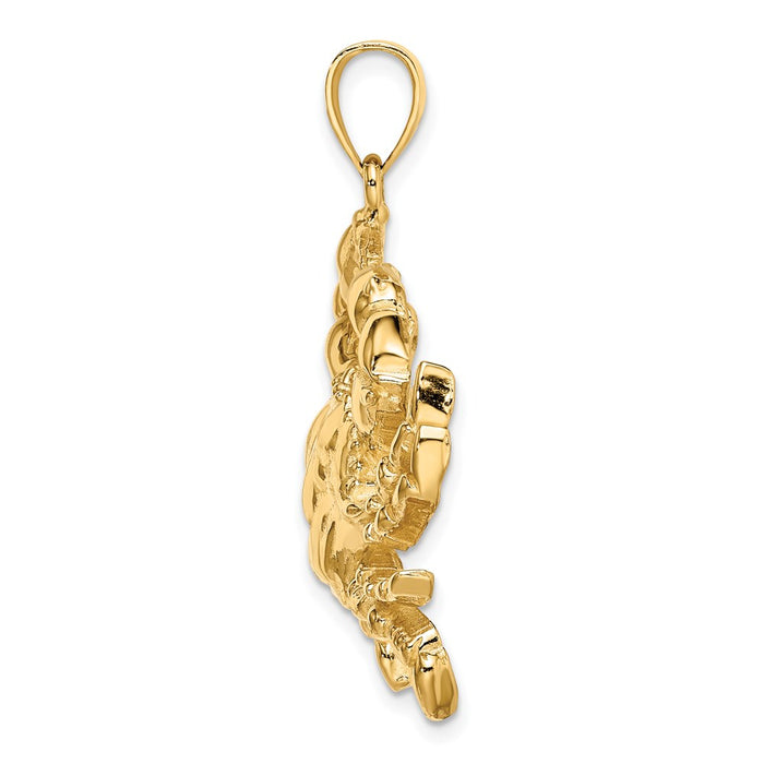 Million Charms 14K Yellow Gold Themed 2-D Blue Crab Charm