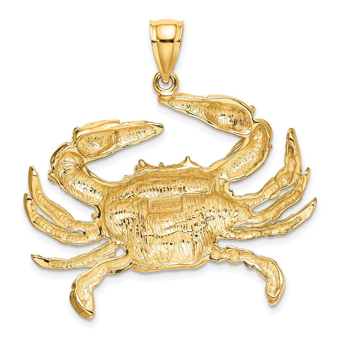 Million Charms 14K Yellow Gold Themed 2-D Blue Crab Charm