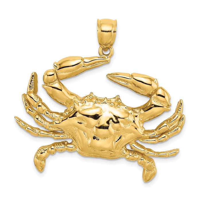 Million Charms 14K Yellow Gold Themed 2-D Blue Crab Charm