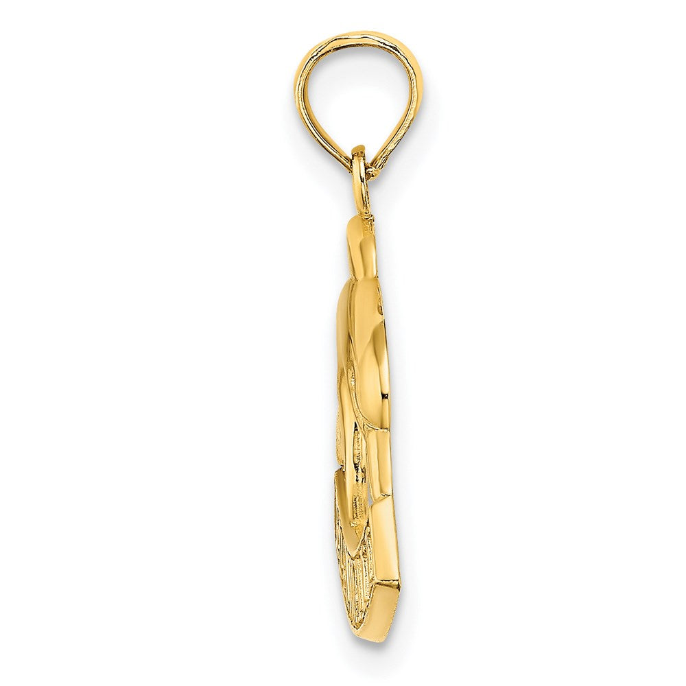 Million Charms 14K Yellow Gold Themed 2-D Hawaii Under Dolphin Charm