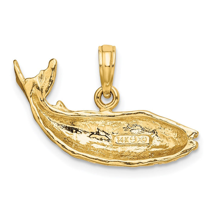 Million Charms 14K Yellow Gold Themed 2-D Humpback Whale Charm