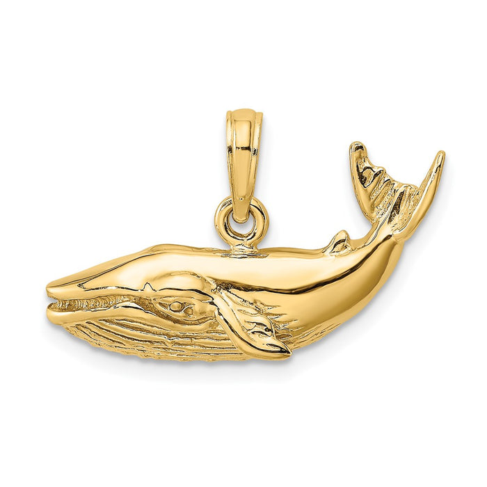 Million Charms 14K Yellow Gold Themed 2-D Humpback Whale Charm