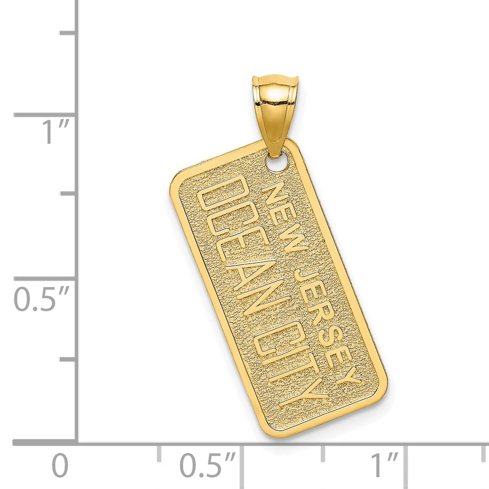 Million Charms 14K Yellow Gold Themed Textured Ocean City, Nj License Plate Charm