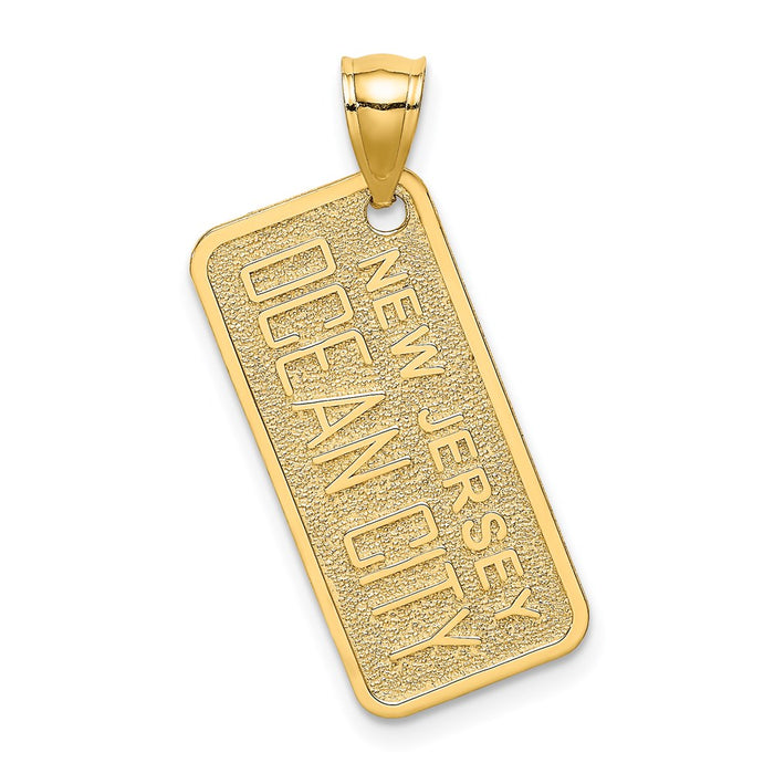 Million Charms 14K Yellow Gold Themed Textured Ocean City, Nj License Plate Charm