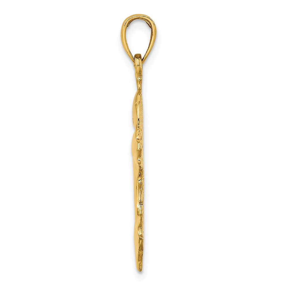Million Charms 14K Yellow Gold Themed 2-D Polished Double Dolphins Charm