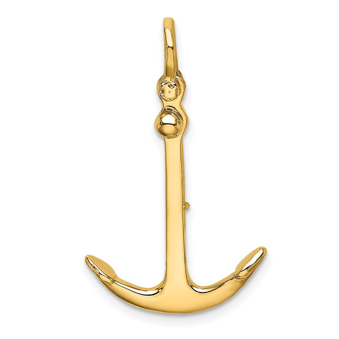 Million Charms 14K Yellow Gold Themed 3-D Polished Nautical Anchor 2 Piece & Moveable Charm