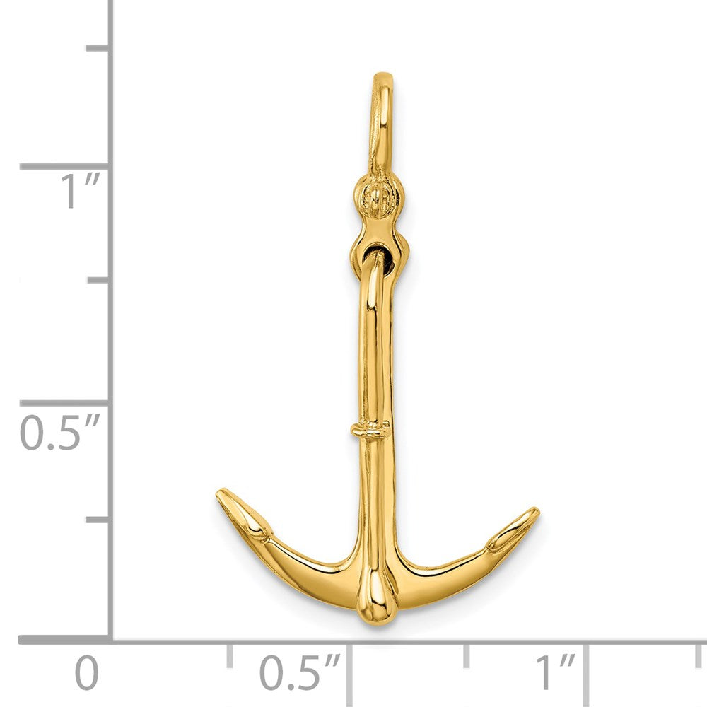 Million Charms 14K Yellow Gold Themed 3-D Polished Nautical Anchor 2 Piece & Moveable Charm