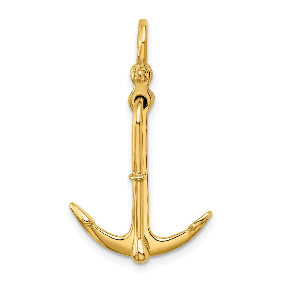 Million Charms 14K Yellow Gold Themed 3-D Polished Nautical Anchor 2 Piece & Moveable Charm