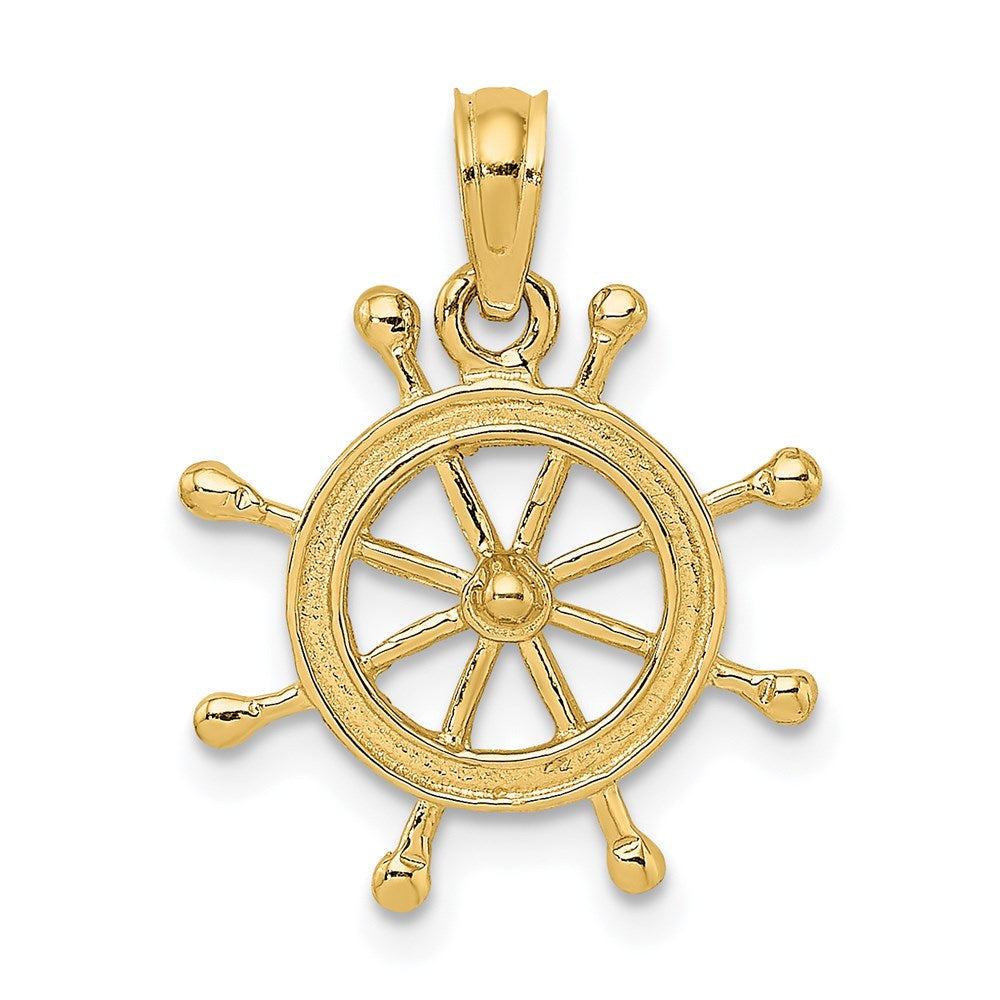 Million Charms 14K Yellow Gold Themed 2-D Ship Wheel Charm